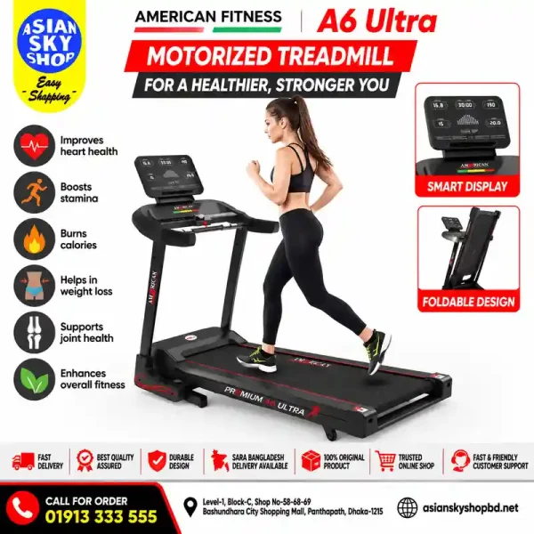 American Fitness A6 Ultra Motorized Treadmill Price in Bangladesh
