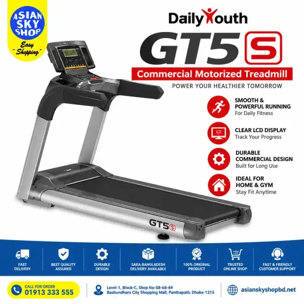 Daily Youth GT5s Commercial Motorized Treadmill Price in Bangladesh