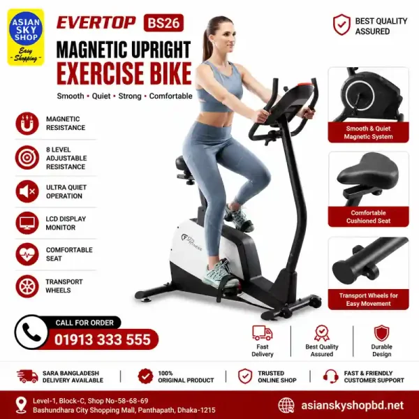 EVERTOP BS26 Exercise Bike magnetic upright indoor cycling bike