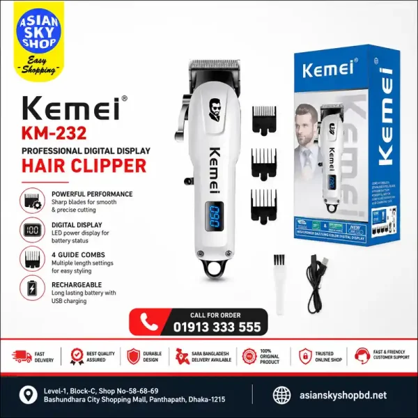 Kemei KM-232 Professional Digital Display Hair Clipper with LCD display
