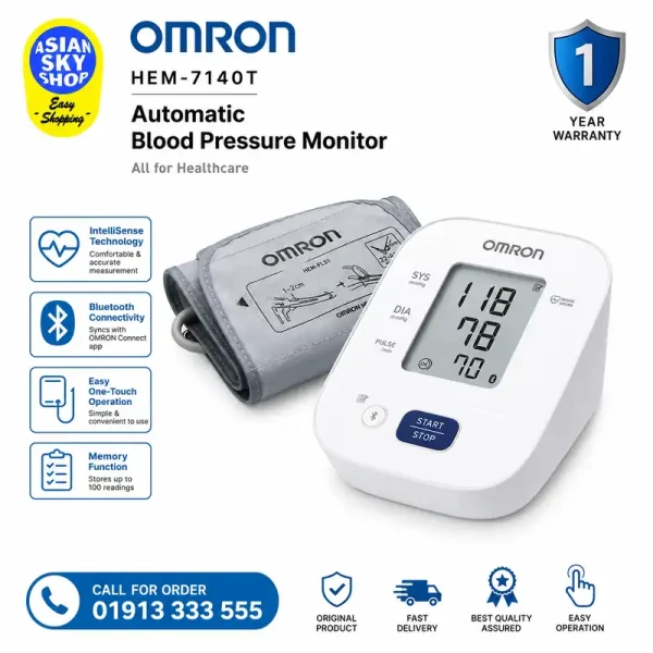 OMRON HEM-7140T Automatic Blood Pressure Monitor with Bluetooth