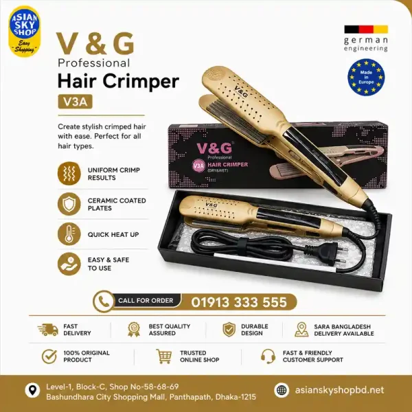 V&G V3A Hair Crimper with ceramic heating system