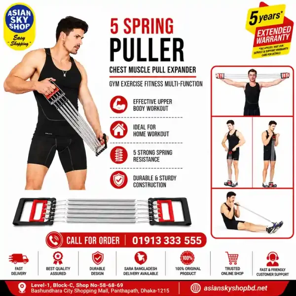 5 Spring Puller Chest Muscle Pull Expander for Chest and Upper Body Workout