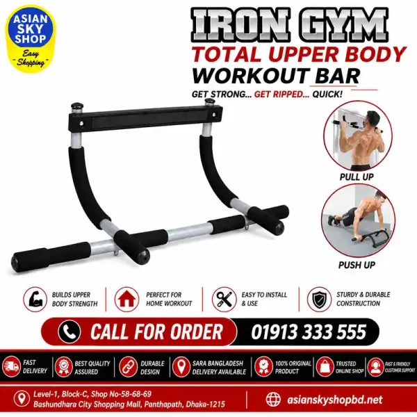 Iron Gym Total Upper Body Workout Bar Black Pull Up Bar