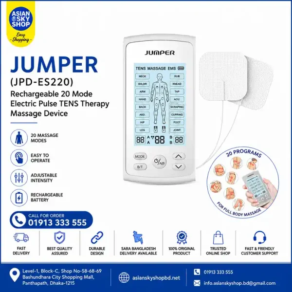 JUMPER JPD-ES220 TENS Machine rechargeable 20 mode massage device with electrode pads