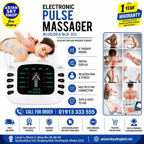 Blueidea BLD-321 Massager with 8 Therapy Modes and Digital Display