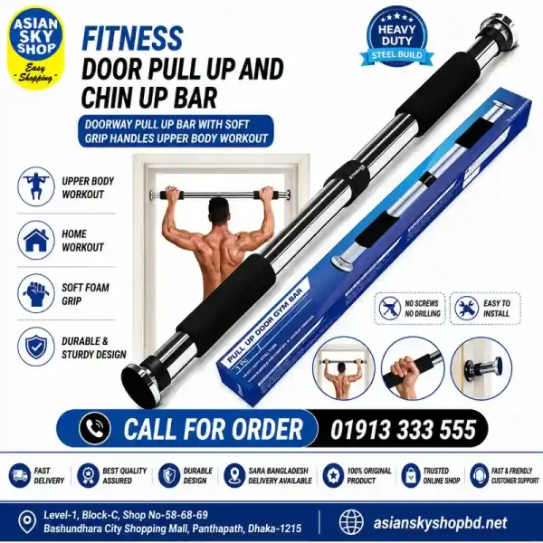 Door Pull Up Bar with Soft Grip Handles for Home Workout