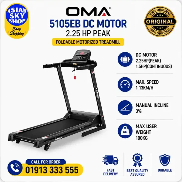 OMA 5105EB Treadmill 2.25 HP Peak Foldable Motorized Treadmill