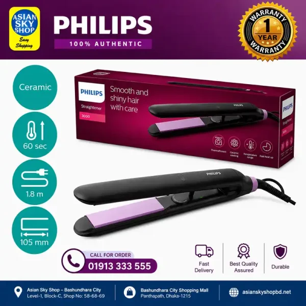 Philips BHS375 Hair Straightener with Keratin-infused ceramic plates