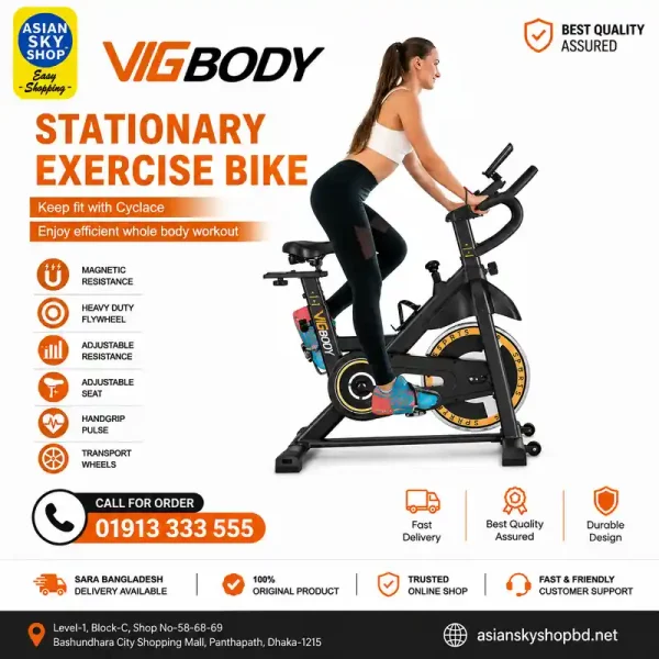 VIGBODY Stationary Exercise Bike for indoor cycling and home workout