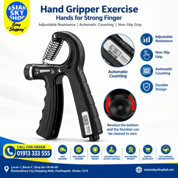 Adjustable Hand Gripper with Automatic Counter and Non Slip Grip Strength Trainer for Finger Wrist and Forearm Exercise