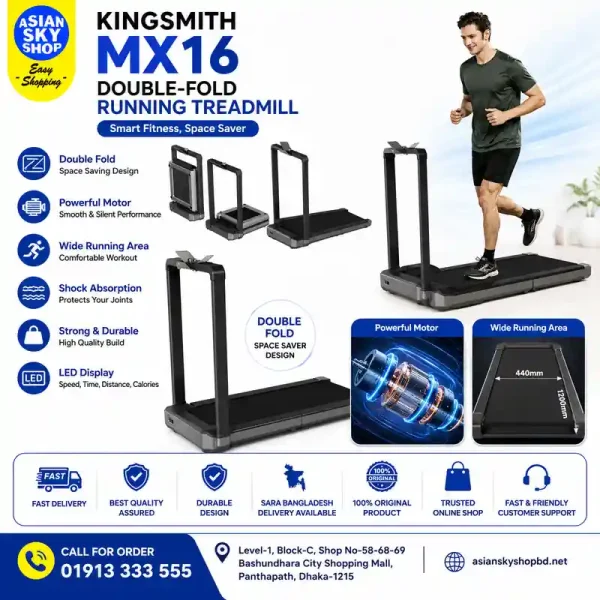 KINGSMITH WalkingPad MX16 Double-Fold Running Treadmill with Vertical Fold Design