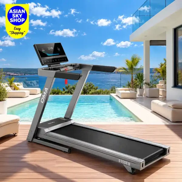 OMA 5105EB Foldable Motorized Treadmill with 2.25 HP Peak DC Motor