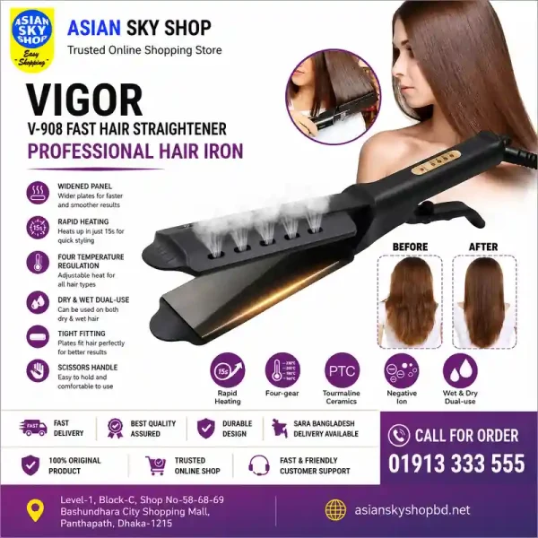 VIGOR V-908 Professional Hair Straightener Heavy Duty