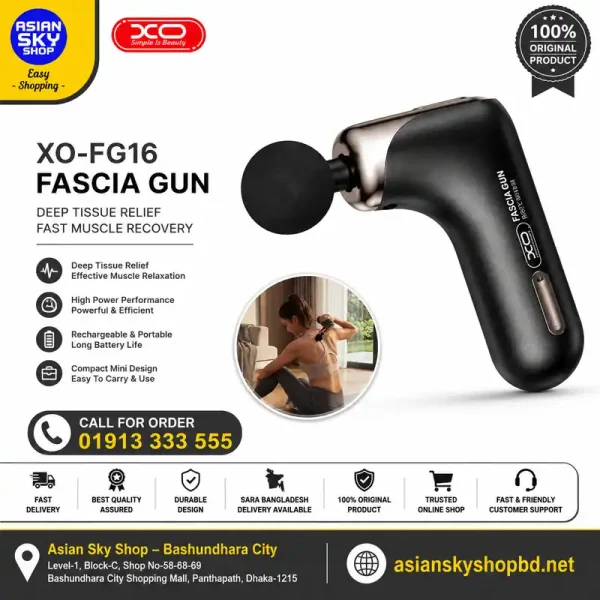 XO-FG16 Metal Mini Fascia Gun with 4 Massage Heads