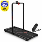 American Fitness Moving Pad Pro black treadmill with handle folded flat