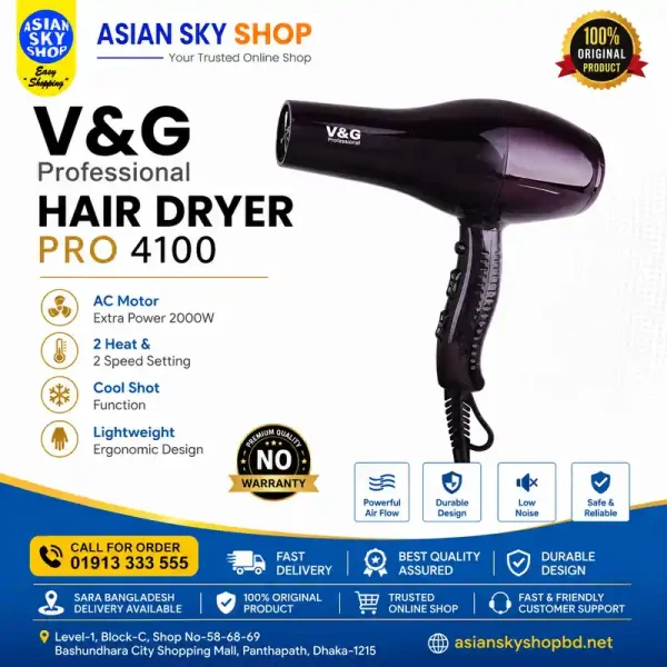 V&G Pro 4100 Professional Hair Dryer 2000W