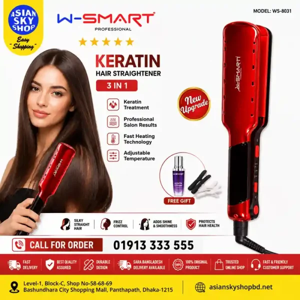 W-Smart Keratin WS-8031 3-in-1 Hair Styler for Curling and Straightening