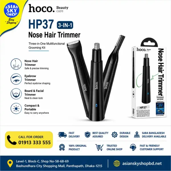 HOCO HP37 3-in-1 Multifunctional Nose Hair Trimmer