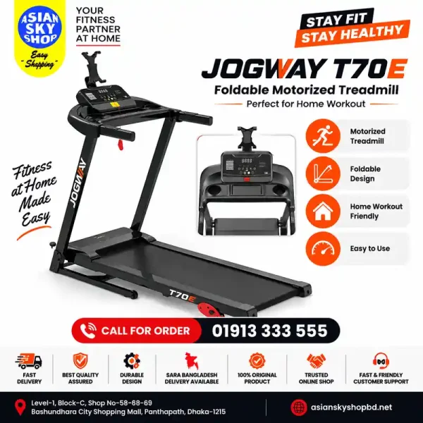 JOGWAY T70E foldable motorized treadmill for home fitness