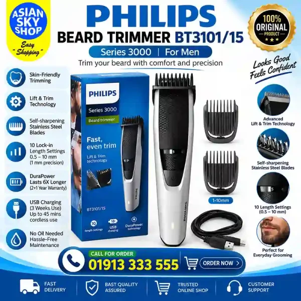 Philips BT3101/15 Beard Trimmer Series 3000 for Men