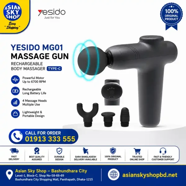 Yesido MG01 Rechargeable Body Massager Gun with Type-C Charging